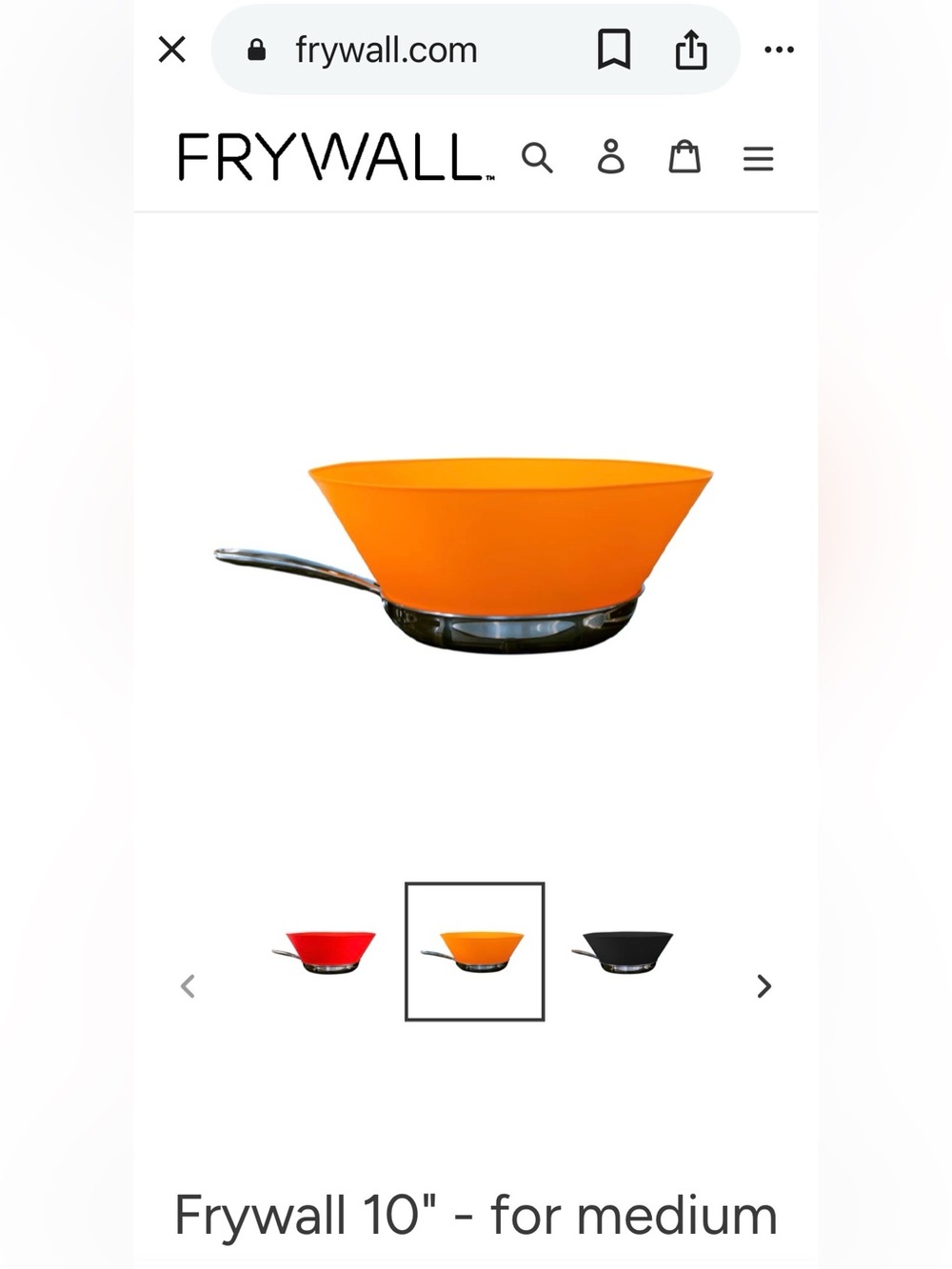 NWT orange frywall. Fits 10” pans. Prevents splatters on your stove.